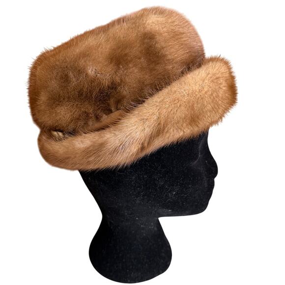 Vintage 60s Vincent de Coven Genuine Mink Fur Hat Blonde Brown - Picture 4 of 10